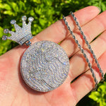 Iced Out Globe World Crown Pendant