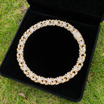 Iced Out Flower Necklace Cuban Link Chain
