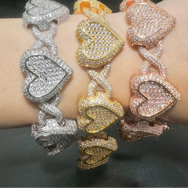 Iced Out Heart Infinity Cuban Link Bracelet