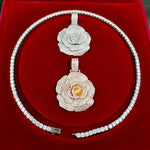 Rose Flower Pendant and Necklace