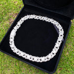 Iced Out Flower Necklace Cuban Link Chain