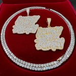 Iced Out Bling Loyalty Over Royalty Pendant