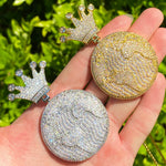 Iced Out Globe World Crown Pendant