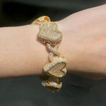 Iced Out Heart Infinity Cuban Link Bracelet