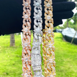 Iced Out Flower Necklace Cuban Link Chain