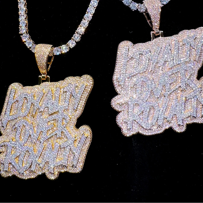 Iced Out Bling Loyalty Over Royalty Pendant