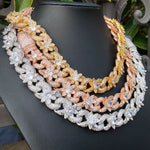 Iced Out Flower Necklace Cuban Link Chain