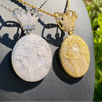 Iced Out Globe World Crown Pendant