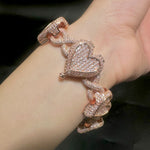Iced Out Heart Infinity Cuban Link Bracelet