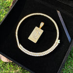 Iced Out Dog Tag Dream Catcher Pendant