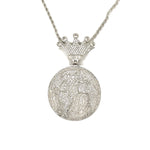 Iced Out Globe World Crown Pendant
