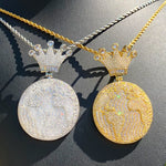 Iced Out Globe World Crown Pendant