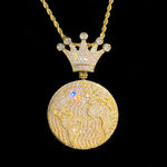 Iced Out Globe World Crown Pendant