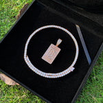 Iced Out Dog Tag Dream Catcher Pendant