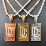 Iced Out Dog Tag Dream Catcher Pendant